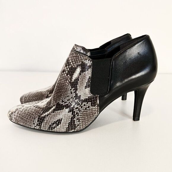 Cole Haan Maxfield Snake Print Leather Stiletto Heel Ankle Boots - Picture 4 of 8